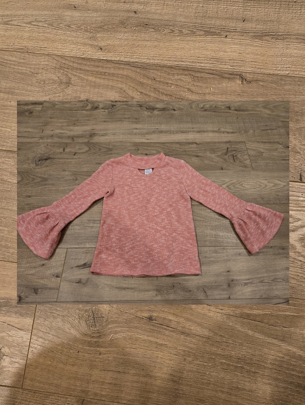 Girls Pink Bell Sleeve Sweater Key Hole Cutout Size 4-5